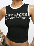 Women Hot Girl America's Sweetheart Graphic Crop Tank Top