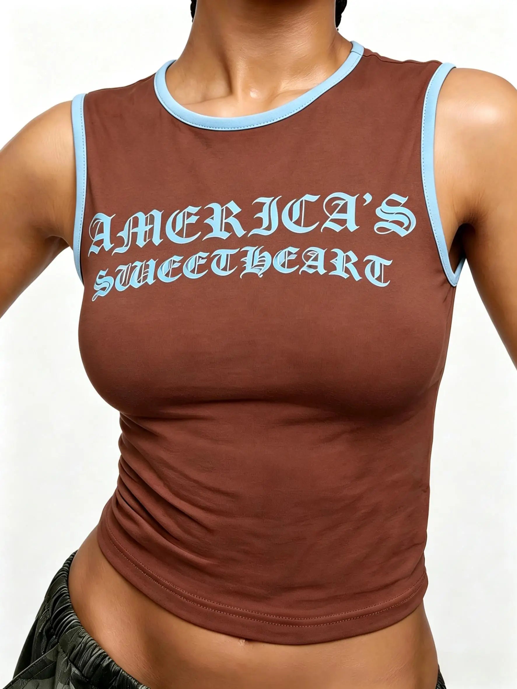 Women Hot Girl America's Sweetheart Graphic Crop Tank Top